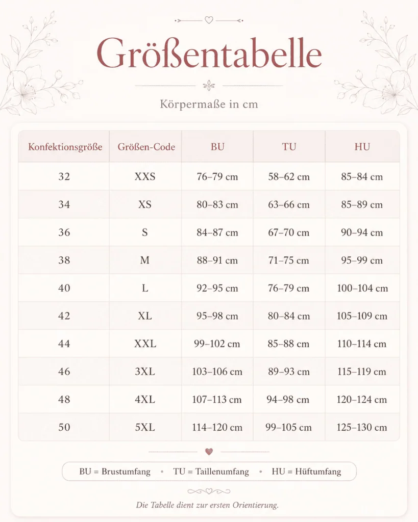 Größentabelle-Brautmode-Zaubermomente-dein-Brautatelier